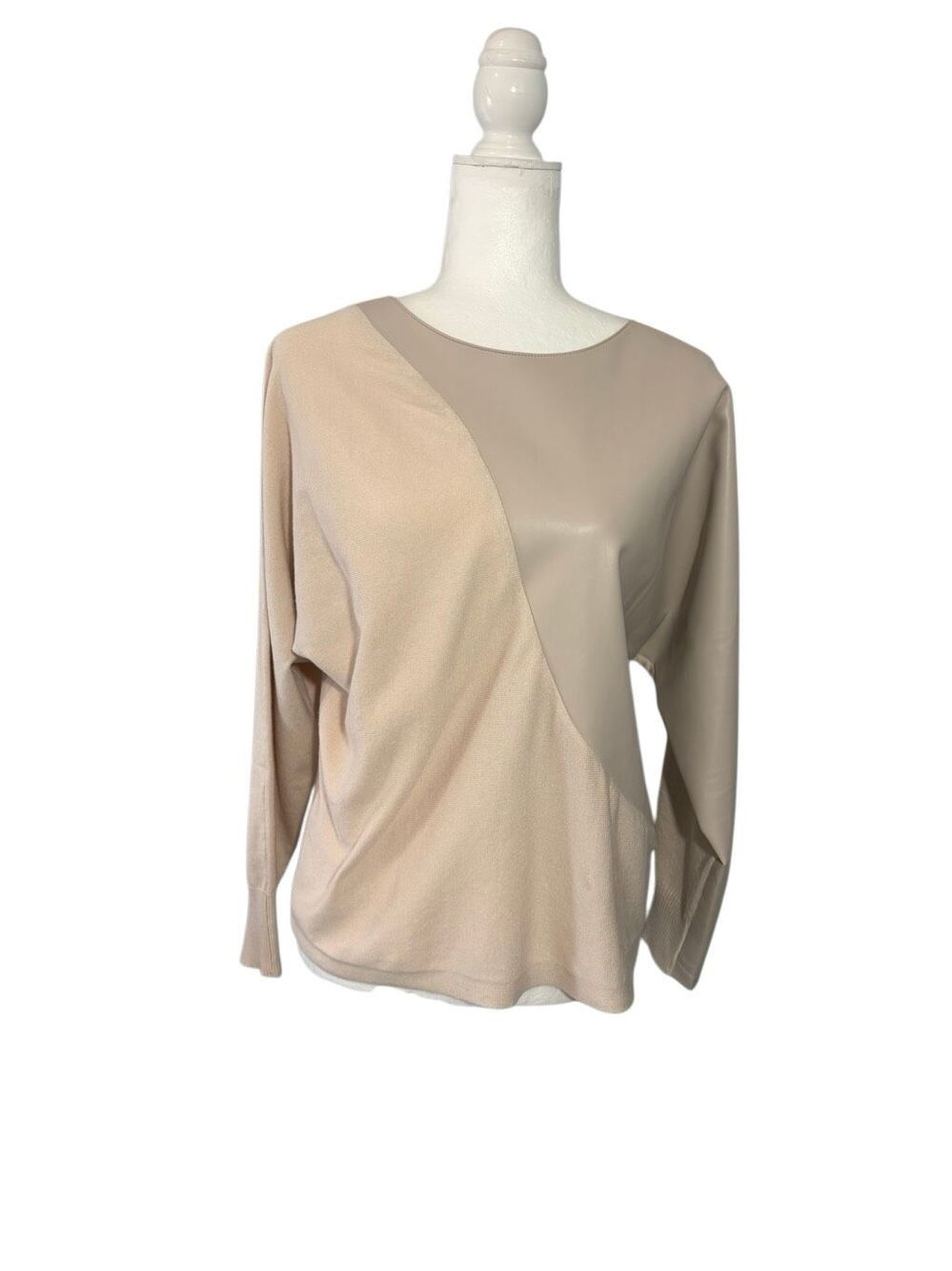 MWT La Vila Milano mixed media relaxed fit sweater in winter white - S